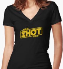 Han Shot First Women's Fitted V-Neck T-Shirt