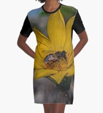 Yellow flower and bee - springtime Graphic T-Shirt Dress