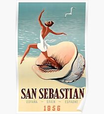 Vintage San Sebastian Spain Travel Poster Poster