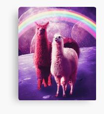 Crazy Funny Rainbow Llama In Space Canvas Print