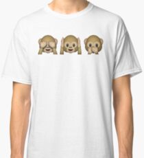 Camiseta clásica Mono Emoji: no ver el mal, no escuchar el mal, no hablar mal