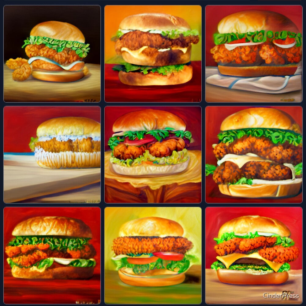 "Fried Chicken Sandwich art" by CinderPress Redbubble