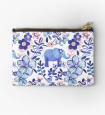 Bolso de mano Coral pálido, blanco y púrpura Elefante y patrón floral de la acuarela
