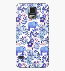 Pale Coral, White and Purple Elephant and Floral Watercolor Pattern Case/Skin for Samsung Galaxy