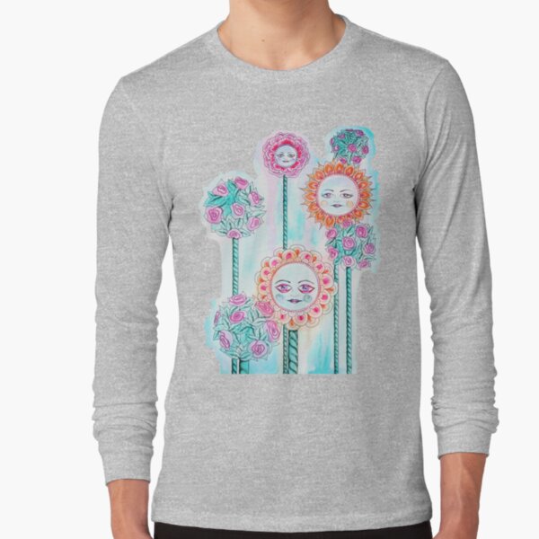 Beautiful Day - Whimsical Floral Watercolor and Ink Long Sleeve T-Shirt
