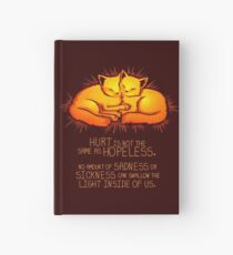 "Hurt is not the Same as Hopeless" Golden Glowing Kittens Hardcover Journal