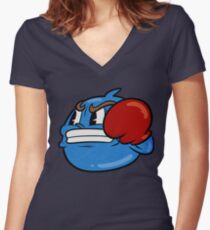 Cuphead T Shirt BLUE FIRST BOSS Women's Fitted V-Neck T-Shirt