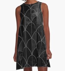 Mermaid scales. Black and white watercolor. A-Line Dress