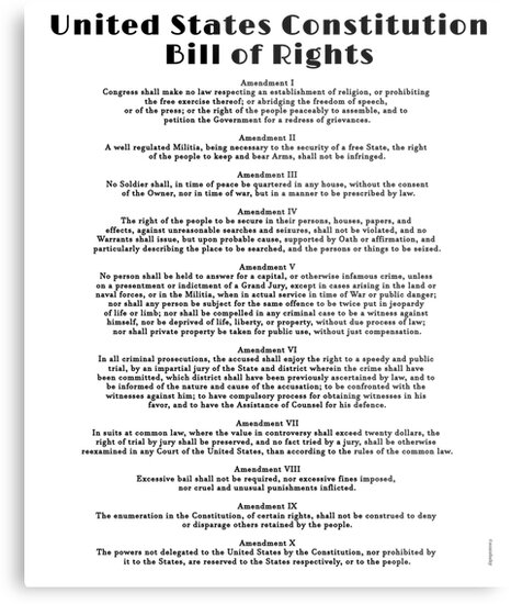 bill of rights us constitution metal prints by loveanddefiance
