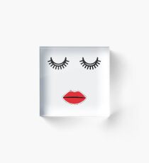 Black lashes and red lips Acrylic Block