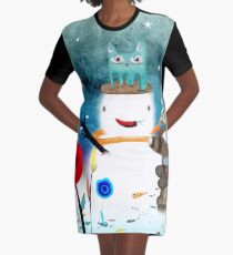 Aurora Australis Christmas Whimsical Stars Graphic T-Shirt Dress