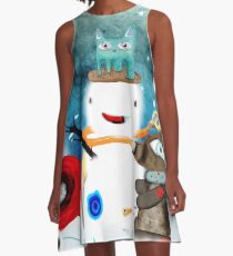 Aurora Australis Christmas Whimsical Stars A-Line Dress