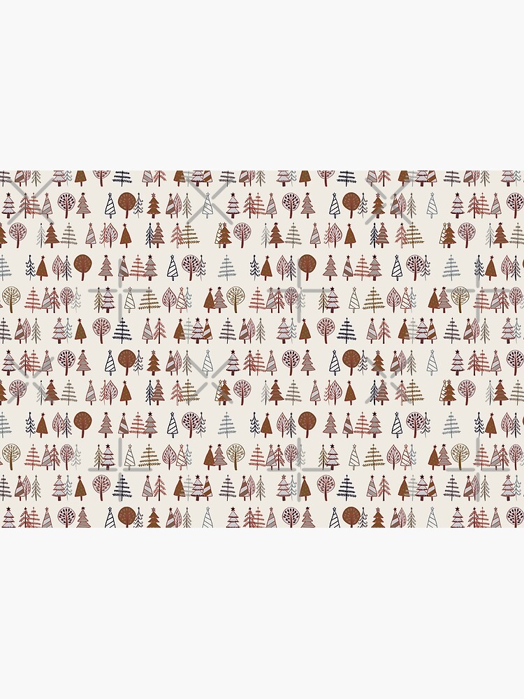 Gingerbread Trees - Gold, Silver and Copper on White - pretty winter pattern by Cecca Designs by Cecca-Designs