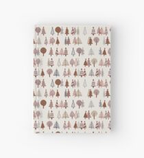 Gingerbread Trees - Gold, Silver and Copper on White - pretty winter pattern by Cecca Designs Hardcover Journal