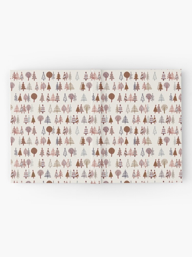 Alternate view of Gingerbread Trees - Gold, Silver and Copper on White - pretty winter pattern by Cecca Designs Hardcover Journal