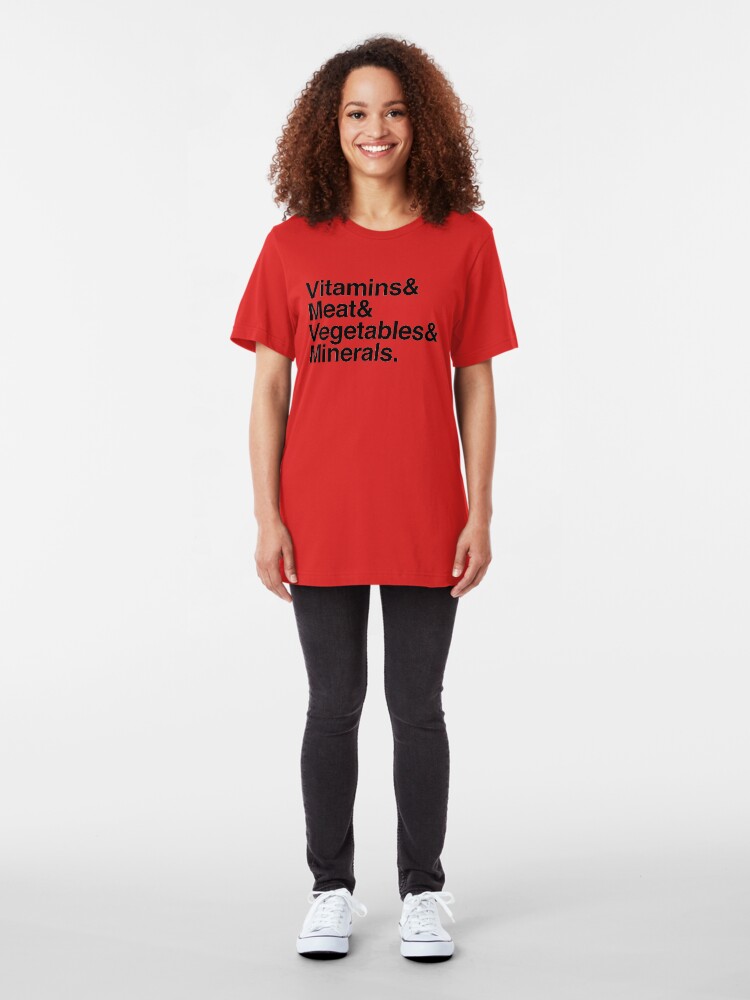 Alternate view of Vitamins& Meat& Vegetables& Minerals. Slim Fit T-Shirt