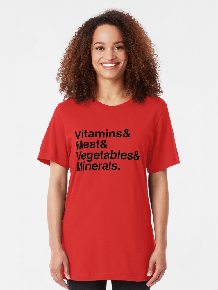 Alternate view of Vitamins& Meat& Vegetables& Minerals. Slim Fit T-Shirt