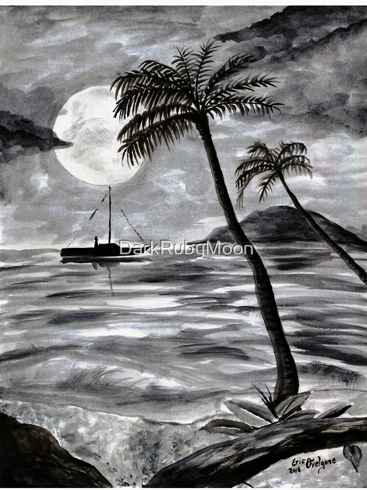 Moon Over Palm Trees by DarkRubyMoon