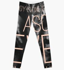 Herman Hesse Quote on Lonliness Double Exposure Black and White Pink Typography Leggings