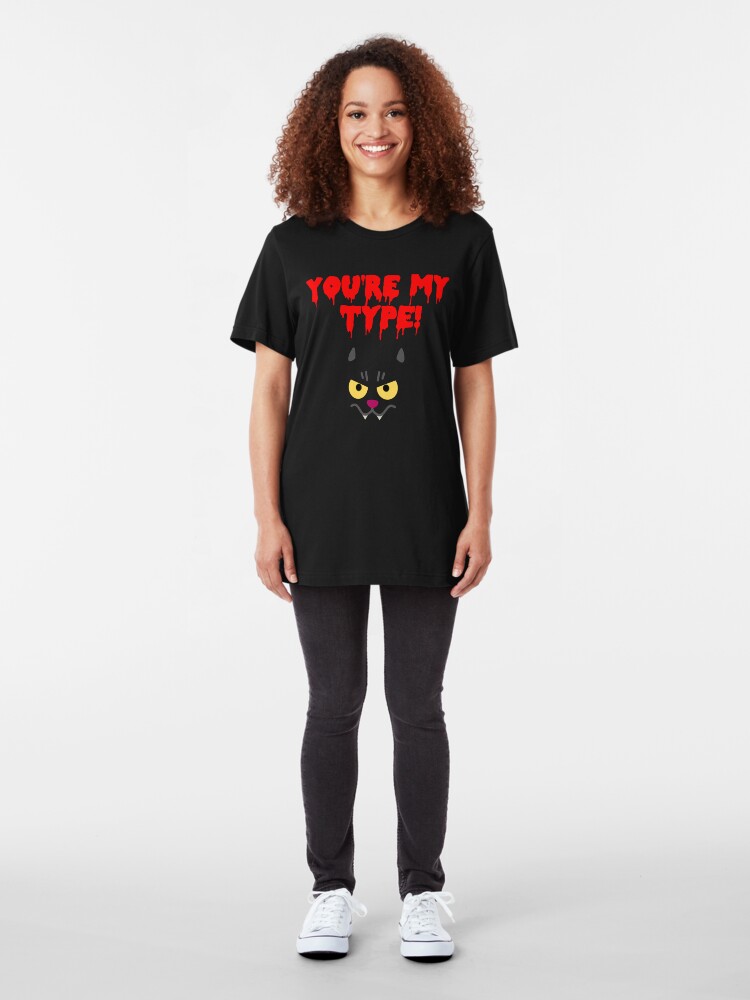 Alternate view of Funny Cat Vampire Design! Slim Fit T-Shirt