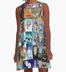 Studio Ghibli Collage II - 18 Characters Totoro Calcifer Mononoke Haku Ashitaka Catbus Howl A-Line Dress