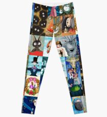 Studio Ghibli Collage II - 18 Characters Totoro Calcifer Mononoke Haku Ashitaka Catbus Howl Leggings
