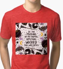 By the pricking of my thumbs, something wicked this way comes Tri-blend T-Shirt