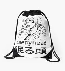 sleepyhead print Drawstring Bag
