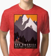 Vintage See America Montana Travel Poster Tri-blend T-Shirt