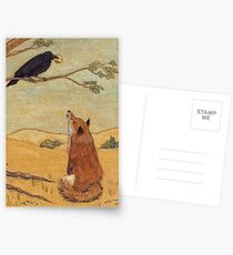 Aesops Fable the Fox and Crow Postcards