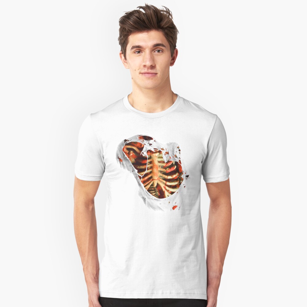 "Halloween Shirt open chest and ribs gore blood fun shirt" Tshirt