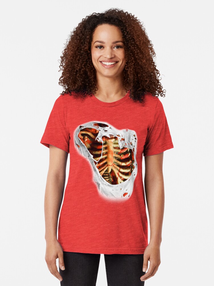 "Halloween Shirt open chest and ribs gore blood fun shirt" Tshirt