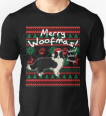 Border Collie Merry Woofmas, Ugly Christmas Sweater Unisex T-Shirt