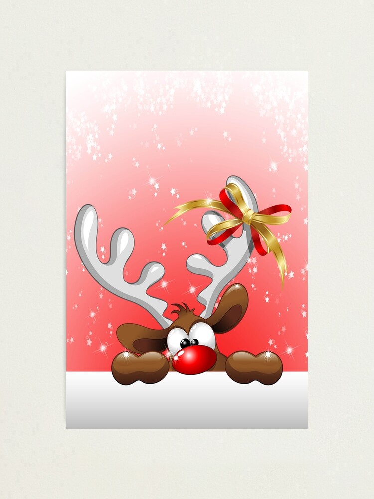 Funny Christmas Reindeer Cartoon Photographic Print