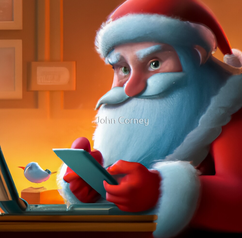 Santa Sends a Tweet by John Corney