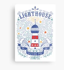 Lighthouse with a hand-lettering quote Metal Print