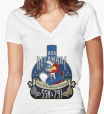 USS Delaware (SSN-791) Wappen Shirt mit V-Ausschnitt