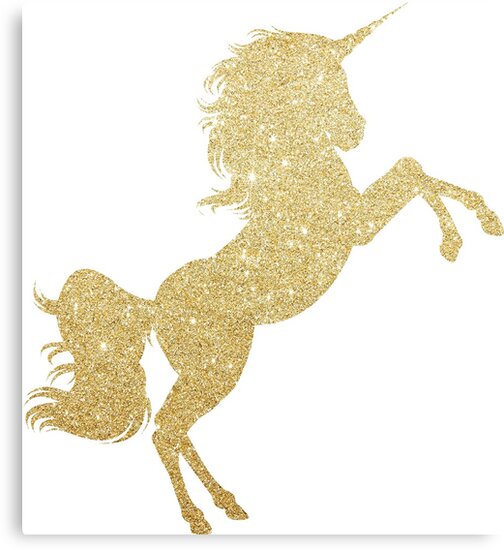 gold glitter unicorn canvas print by naughtycat redbubble