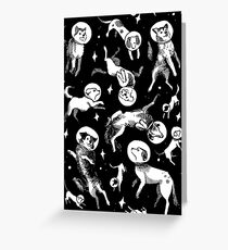 Space dogs (black background) Greeting Card