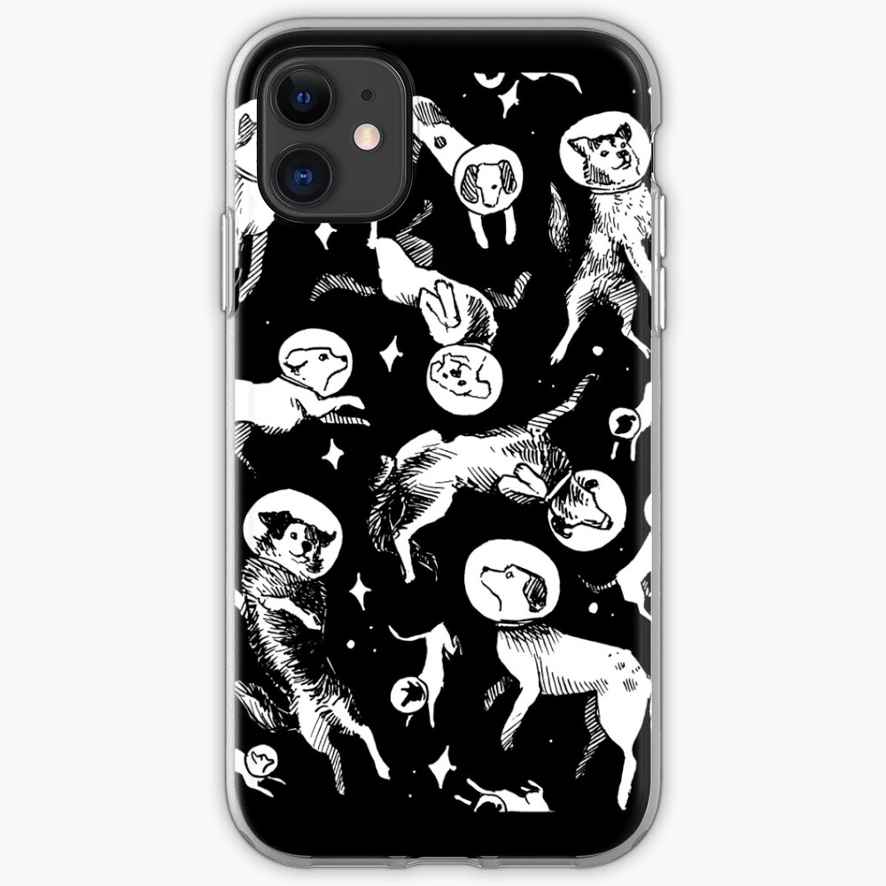 Space dogs (black background) iPhone Case & Cover