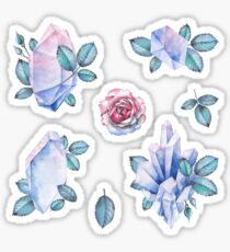 Cute watercolor collection of roses and crystals Sticker