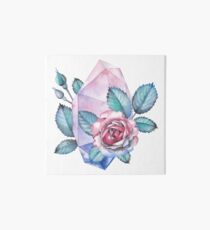 Cute watercolor collection of roses and crystals Art Board Print