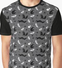 Wolf and Ghost Pattern Graphic T-Shirt