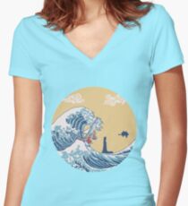 Camiseta entallada de cuello en V El gran mar