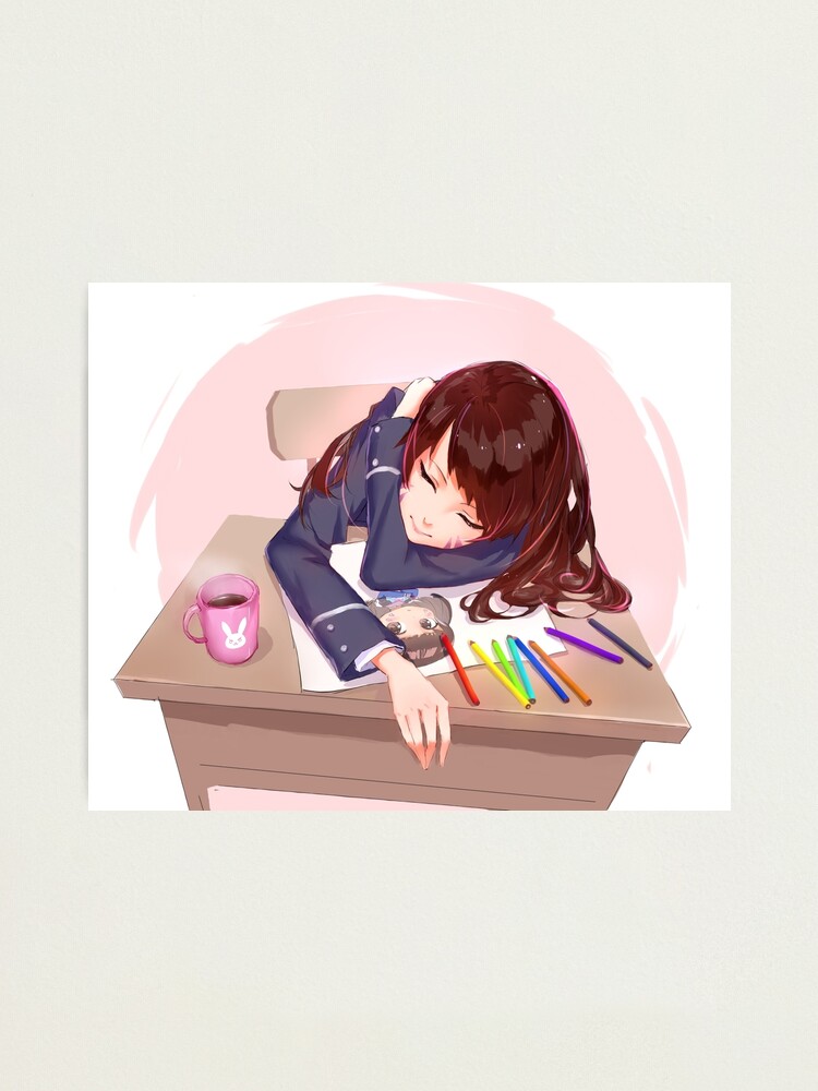 Cute Sleeping Anime Girl Photographic Print By Meepmorphy Redbubble