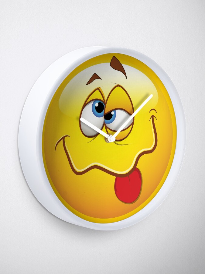 Drunk Smiley Face Emoticon Clock By Allovervintage Redbubble