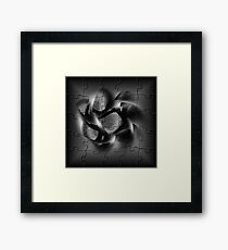 BLACK PUZZLE WIND Framed Print