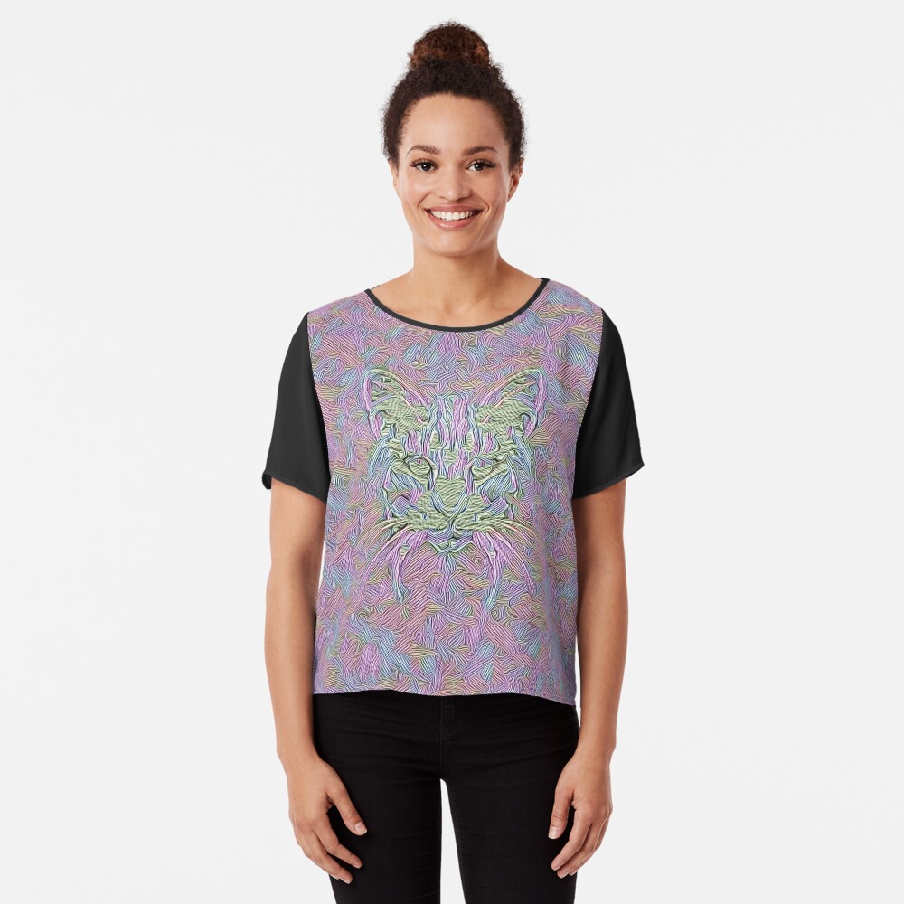 Abstract Cat Chiffon Top