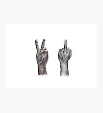 Peace Sign, Middle Finger Photographic Print