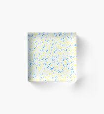 Rainy Day Pattern. Blue and yellow on white Acrylic Block